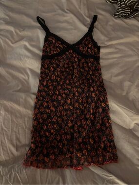 Black and red floral lace UO dress M